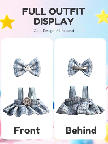 Image of Clothes for LABUBU 6.7inch (17cm) Doll, Cute Outfit Small Dress and Hairpin, Dress Up, Accessories (No Doll) (Blue)