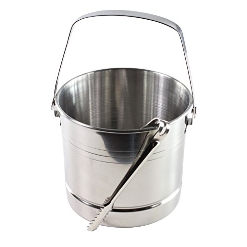 Ice Bucket with Tongs Small Home Set Stainless Steel with Drainage Layer - Image 3