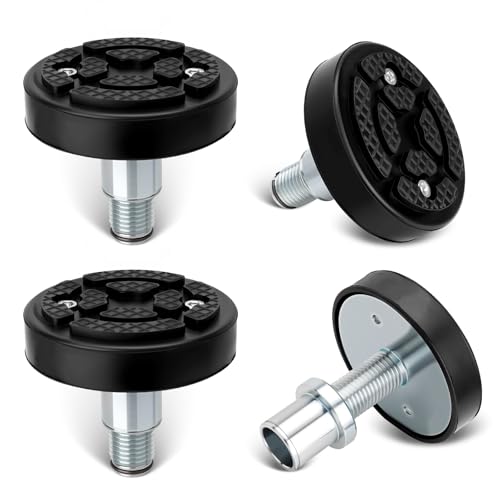 4 Pack 2 Post Car Lift Pads 35mm Shaft Screw Up Round Tray Adapter with Rubber Lift Pads 4-9cm Adjustable Height Extension Lift Arm Pads for Car Lift & Bridge Jack Heavy Duty Stable Support