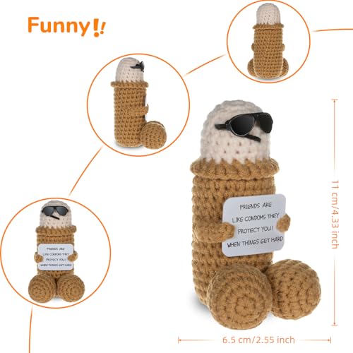 WenmthG Funny Gift for Dead Buddy and Friend Mini Funny Knitted Doll with Positive Card - Image 3