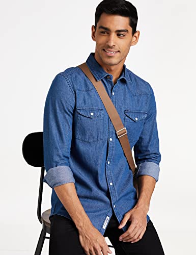 Image of Amazon Brand - Inkast Denim Co. Men's Slim Shirt (AZ-INK-RFS-DN-04 Dark Blue 4 XL)
