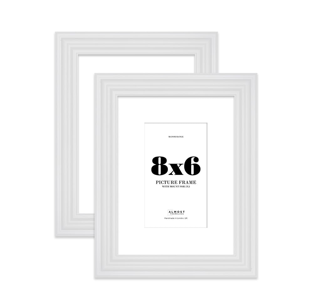 8x6 White Picture Frame - 8x6 Frame with 5x3 Mount for 8x6/5x3 Pictures Luxurious Style Room Decor, 2 Pack โ image 1