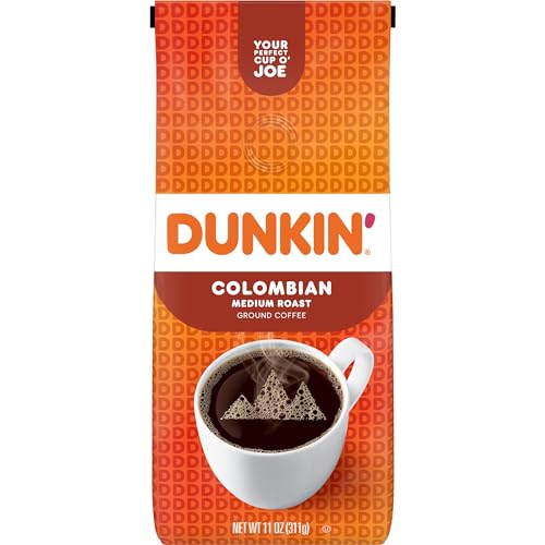 Dunkin' 100% Colombian Medium Roast Ground Coffee, 11 Ounces