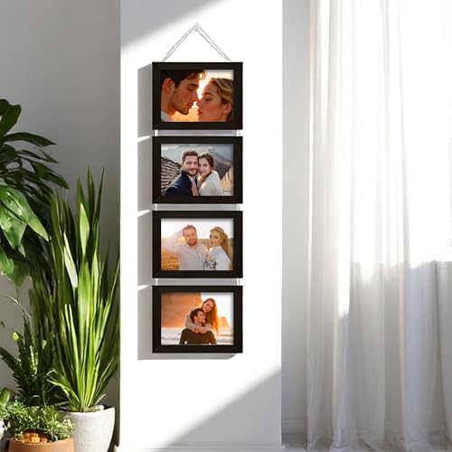 Image of Art Street Charming Chain Drop Hanging Photo Frame Set of 4 Photo Frame for Home & Office Decoration (Size- 5 x7 Inches, Color - Black)