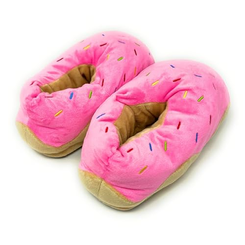 Image of ooohyeah Women's Fuzzy Food Hug Slippers, Cute Funny Cozy Non-Slip House Foam Slippers for Women, Donut Judge Me, Fits Sizes 7-8