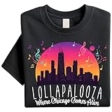 Lollapalooza Chicago T-Shirt - Grant Park Music Festival Vintage Graphic Tee - Alternative Rock Pop Punk Merch Black 10