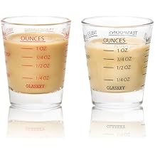 طقم أكواب قياس أكواب GLASKEY Shot - عبوتان من أكواب الإسبريسو مع علامات قياس دقيقة،زجاج عالي التحمل،آمن للاستخدام في غسالة الأطباق،مثالي للقهوة والكوكتيلات واستخدام المطبخ باللونين الأسود والأحمر