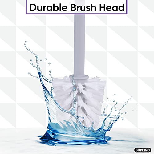 Image of Superio Ribbed Collection Toilet Bowl Brush and Holder Set, Decorative Plastic Bathroom Toilet Brush with Holder, Toilet Cleaner Scrubber, Brown - 1 Pack