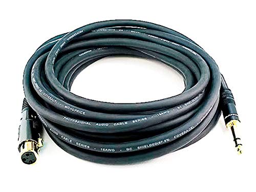Image of Monoprice XLR Female to 1 /4in TRS Male Cable - 25 Feet | 16AWG, Gold Plated - Premier Series