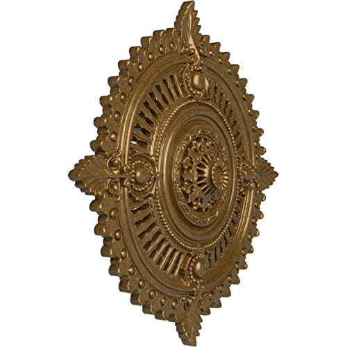 Image of 29 1 /8 inchOD x 1 1 /4 inchID x 4 inchP Haylynn Ceiling Medallion (Fits Canopies up to 1 1 /4 inch), Hand-Painted Pale Gold