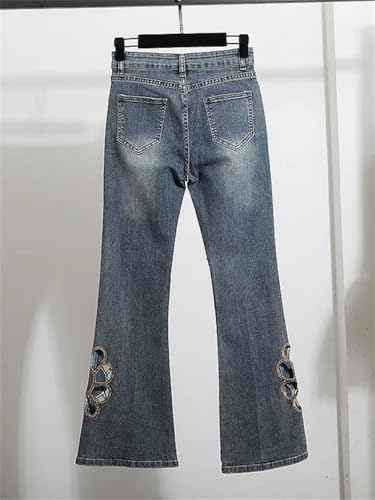 Women's Jeans High Waist Straight Hollow Out Denim Trousers Fashion Spring Trousers3