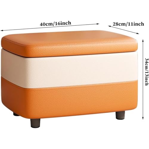 Repose-pieds rectangulaire orange rembourré assise dressing confortable - 4