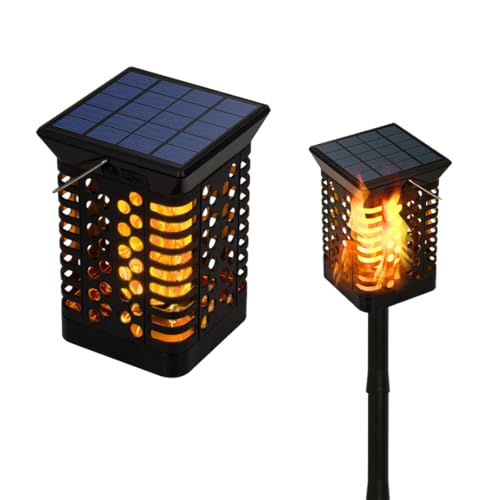 TENECO Solar Flame Lantern Outdoor Hanging Lantern with Realistic Flickering Flame