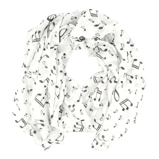 Mugesh Bufanda con diseño de notas musicales – Hermoso regalo para músicos, Blanco., 150cm x 50cm | Ya disponible en tu tienda friki favorita! En mundofriki.es!
