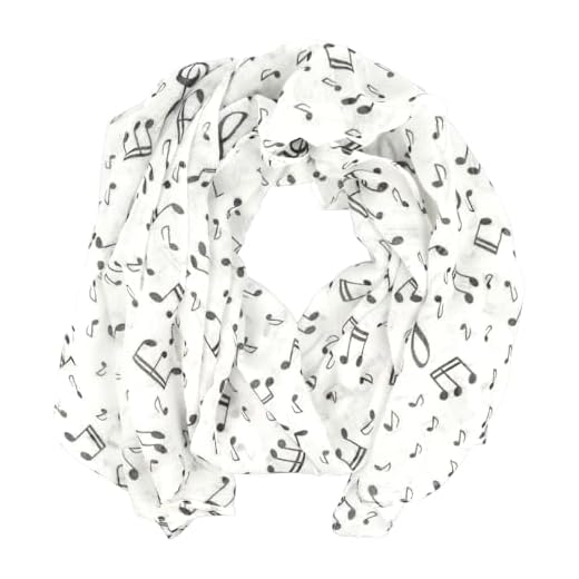 mugesh Bufanda con diseño de partituras - bonito regalo para músicos, Blanco, 150cm x 50cm