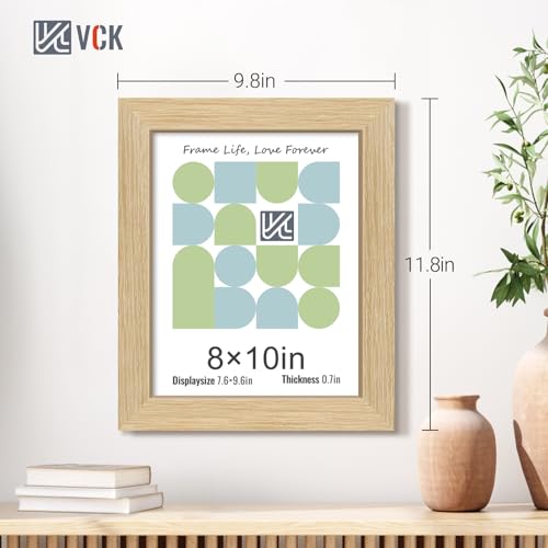 Image of VCK 8x10 Picture Frame Set of 3, Natural Wood Frames, Gallery Wall Decor Photo Frames for Wall Mounting Horizontally or Vertically