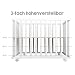 roba Laufgitter 75 x 100 cm - Baby Spielgitter + Einlage roba Style grau - 3-fach höhenverstellbar - Mobiler Laufstall mit Rollen - Holz weiß