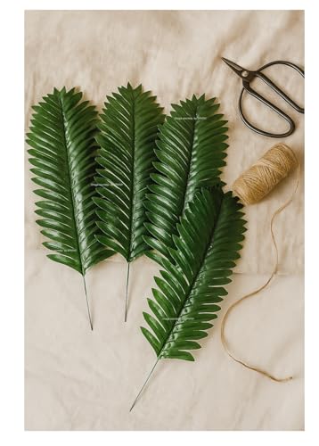Image of SPHINX Artificial Pine,Cedar,Cypress,Conifer,Eucalyptus Stems /Needles- Faux Greenery Home Decor,Festivals,Trousseau,Gift Packing,Baskets,DIY Crafts & Celebrations- (10, Pinnate Palm Sticks Needles)