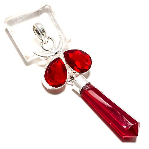 Pendentif grenat rouge en argent sterling 925 d'exception
