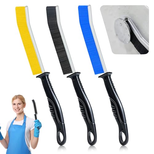 3 Piezas Cepillo de Limpieza de Grietas, Hmseng Cepillo Juntas Cerdas Duras, para baño, Inodoro, Cocina,Ranura de Puerta de Ventana y Cepillo Limpiador Profundo de Grietas