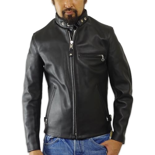 【Schott】90年代U.S.A.製スタンドカラーシングルライダース オールドU.S.A.製最終期Schottフルセット〉90年代U.S.A.製