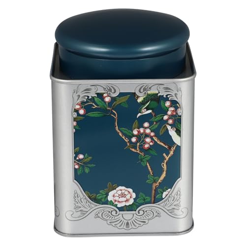 SECFOU Lata Cuadrada Sellada para Té Suelto Azul Bote de Hojalata Hermético Caja Multiusos para Dulces y Snacks Almacenamiento para Hogar Organizador Resistente y Fácil de Limpiar