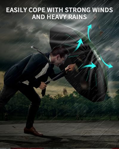 Image of ISABRELLA Big Umbrella for Women - 10-Rib Folding Umbrella with UV Protection, Black Coating, Wind & Rain Resistant, Safe Close Design, Durable, Lightweight, and Compact for Travel