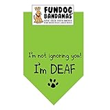 BANDANA - I'm not ignoring you! I'm DEAF. for Medium to Large Dogs - lime with black ink