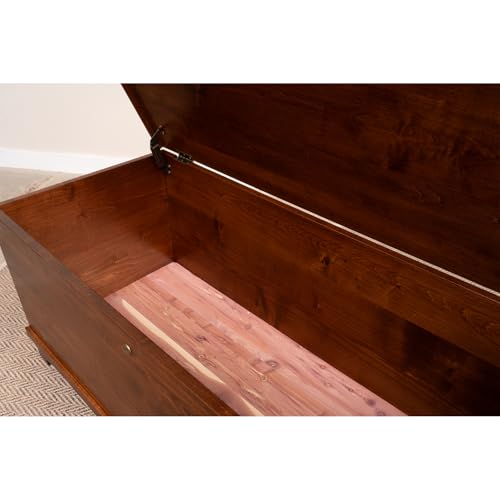 Image of Rustic Red Door Co. Whitley Cedar Hope Chest with Flat Top - Amish Storage w /Anti-Slam Hinges - Blanket Hope Chest Trunks with lock - Solid Wood (Brown Maple Wood, Asbury Stain, 46 inch)