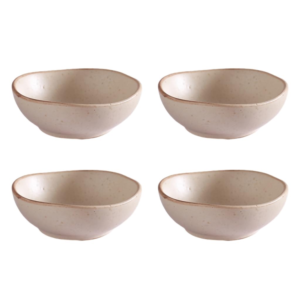 WAIT FLY Vintage Ceramic Side Dishes, Stackable Seasoning Dishes, Soy Sauce Dipping Bowls, Appetizer Plates, Dessert Bowls-Khaki