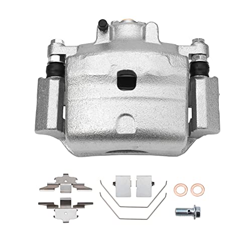 Image of Detroit Axle - Front Brake Kit for Ford Fusion Lincoln MKZ Zephyr Mazda 6 Mercury Milan Passenger Side Disc Brake Caliper w /Bracket Ceramic Brakes Pads 2006 2007 2008 2009 2010 2011 2012 Replacement