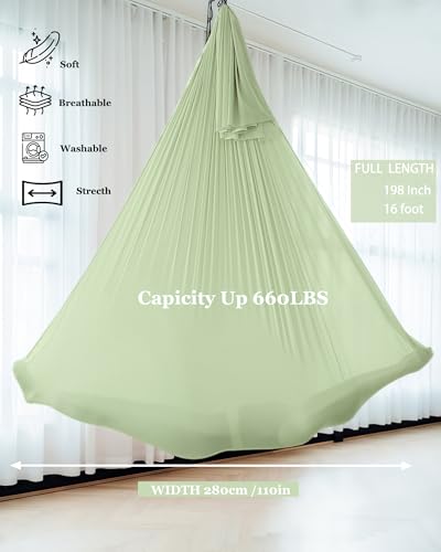 Image of F.Life Aerial Silk Yoga Hammock & Swing for yoga Inversion,Strength training,starter hardware kit
