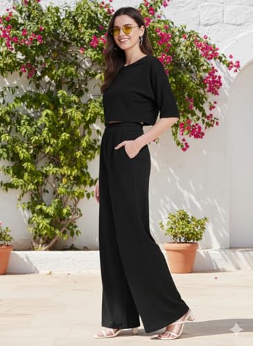 Image of Zilcon Women Bricks Wool 2 Piece Sets for Women Casual Summer Travel Vacation Outfits Pajama Sets Cap Sleeve Lounge Set