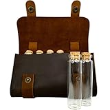 Ruck & River Leather Spice Wallet Spice Rack - 6 Spice Jars, Portable Seasoning Storage Organizer, Seasoning Bottle Holder, Condiment Container Set for Outdoor Camping BBQ Picnic