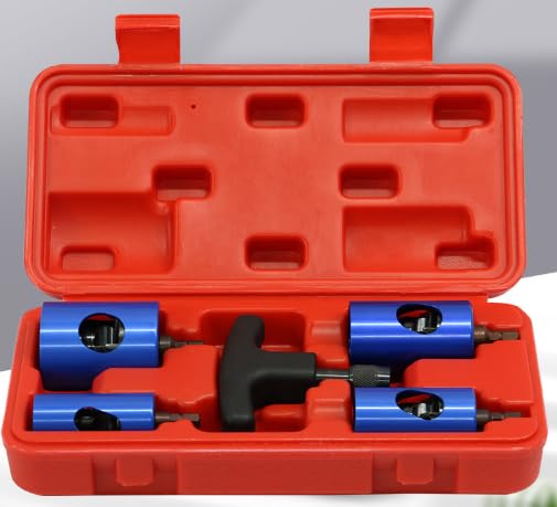 Kit Desbarbador de Tubos, Cabezal Calibrador y Desbarbador Multicapa Ø16-32mm Escariador para Taladro con 4 Cabezales para Tubo PEX, PER y Multicapa