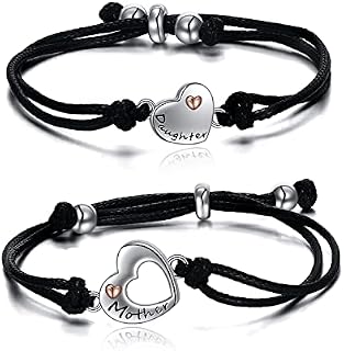 POPLYKE 925 Sterling Silver Heart Sunflower Bracelet for Girls Mum Daughter Bracelet Set for 2 Mothers Day Jewellery