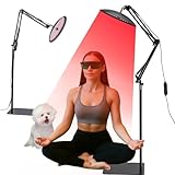 Youyijia Floor Rotlichtlampe, 660nm & 850nm & 940nm Infrarotlampe mit Ständer, 5 Helligkeitsstufen einstellbar, Timer,360° Rotierendes Rotlichtlampe Gesicht für den Ganzen Körper, Keine Wärme Erzeugen