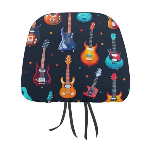 Music Pattern Guitar Universal Car Headrest Cover Car Seat Head Rest Protector Fit All Car Interior Auto Accessories 2 PCS