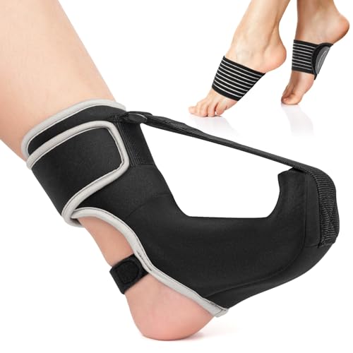 CEZUVR-US Plantar Fasciitis Night Splint Sock Upgraded Plantar Fasciitis Brace for Women Men with Arch Support for Achilles Tendonitis Foot Drop Heel Spur Pain Relief Black (Medium)