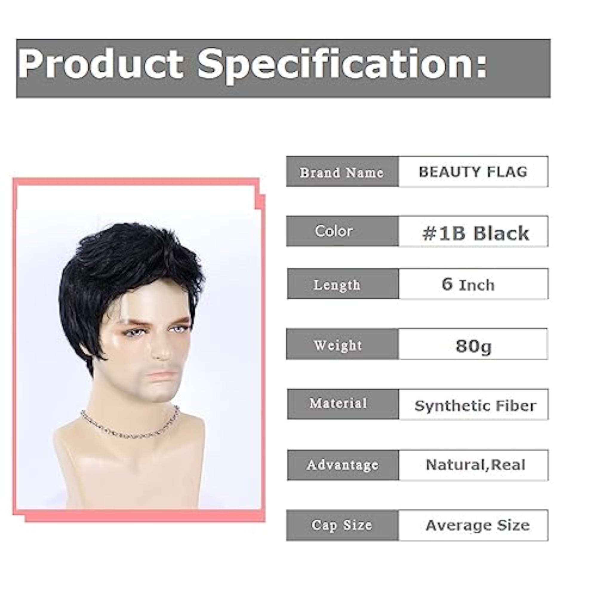 Men's Short Layered Synthetic Wig for Cosplay
