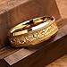 Concept Knight Golden Tungsten Carbide Rings for Men and Women 8mm Frosted Inlaid Gold Foil Men's Engagement Wedding Bands Fashion Luxury (8mm golden, 13.5)