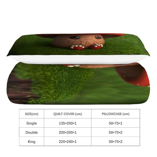 Housse de couette single champignon rouge microfibre lit enfant