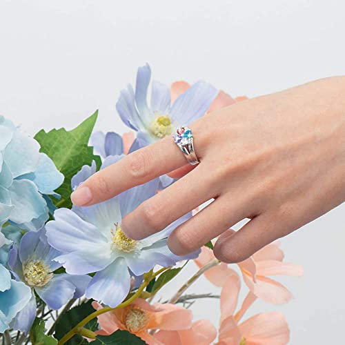 Lam Hub Fong Personalized Mothers Ring With 4 Birthstones For Mom Mother Daughter Custom Name Rings For Best Friends Bff Friendship Family Rings For Women (7) #TOP4