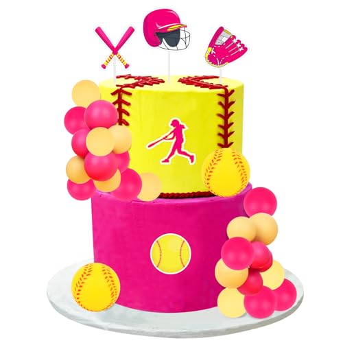 Accessoires photo softball et décorations pour gâteau d'anniversaire femme