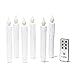 LampLust Flameless Taper Candles with Remote - Batteries Included, 6 Inch White Resin Candlestick with Drip Effect, Warm Flickering LED Flame, Indoor / Outdoor, Timer Feature - Set of 6
