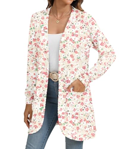 Image of YSYOKOW Cardigan Sweaters for Women Long Sleeve Open Front with Pockets | Long Cardigans for Women Lightweight Soft Casual Dressy Loose Fit Cardigan Sweater with Pockets for Work and Office