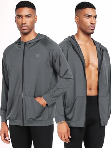 NELEUS Men's Full-Zip Athletic Jacket with Hoodies Workout Long Sleeve Fishing Hiking Performance Shirt3