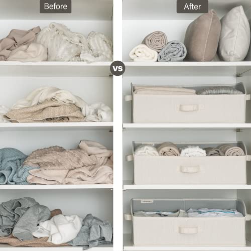 Storageworks Closet Storage Bins, Trapezoid Storage Box, Fabric Bins And Baskets, 3-Pack, Jumbo, Mixing Of Beige, White & Ivory #TOP2