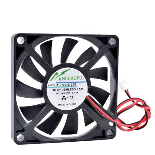 ACP7010 7 cm wentylator 70 mm 70 x 70 x 10 mm DC5V 12V 24V 2pin 2 przewody do wentylatora chłodzącego falownika ładowarka zasilacz podwozie (kolor: 12V podwójna kulka)