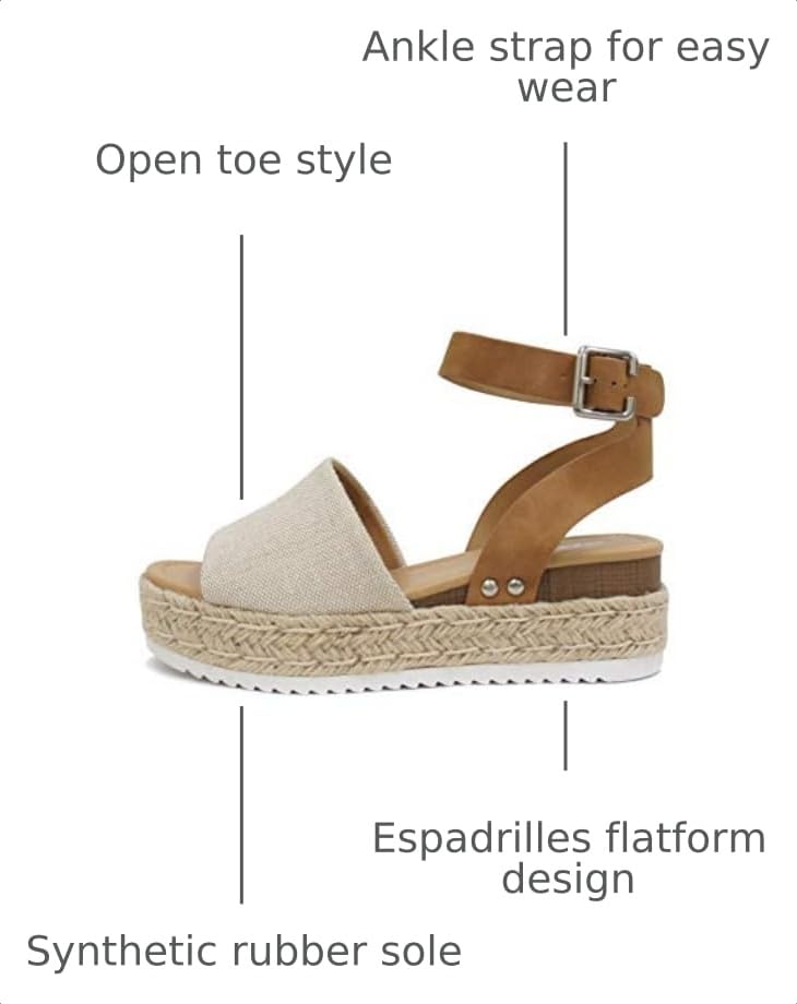 Image of Soda Topic Open Toe Buckle Ankle Strap Espadrilles Flatform Wedge Casual Sandal